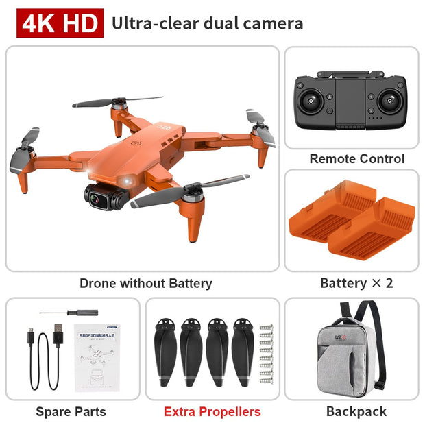 L900 PRO GPS Drone 4K HD Professional Dual Camera Aerial Stabilization Brushless Motor Foldable Quadcopter Helicopter RC 1200M CAMERA DRONE DailyAlertDeals 4K-Orang-Backpack-2B Poland 