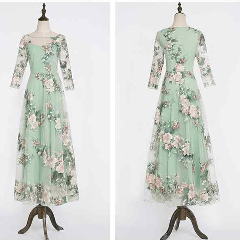 Autumn elegant women&#39;s dress women&#39;s casual trumpet sleeve office Chiffon embroidered dress a-word retro sweet clothes 0 DailyAlertDeals   