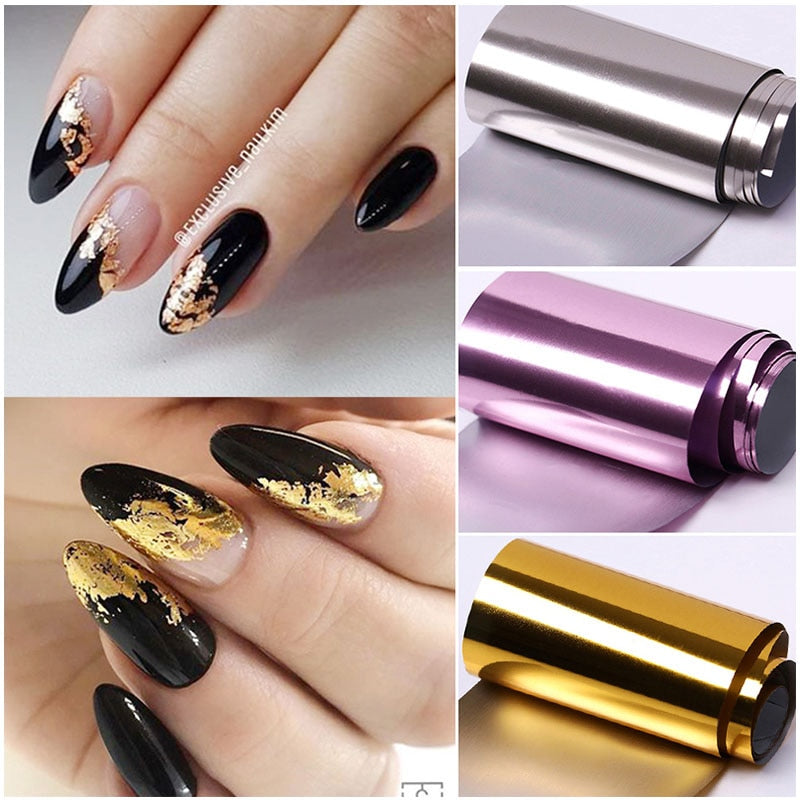1 Roll Pink Gold Sliver Nail Foils Sparkly Sky Glitter Nail Art Transfer Stickers Slider Paper Nail Art Manicures Decoration New 0 DailyAlertDeals   