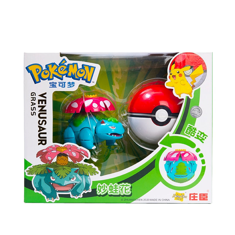 Pokemon Ball Figures  Pokeball Genuine Original Box or Without Box Deformation Toy Pikachu Charizard Pocket Monster Model Gift Pokemon Action Figures DailyAlertDeals Venusaur BOX 