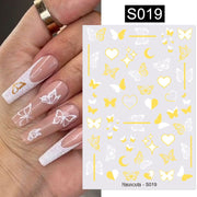 Nail Blue Butterfly Stickers Flowers Leaves Self Adhesive Decals 3D Transfer Sliders Wraps Manicure Foils DIY Decorations Tips 0 DailyAlertDeals S019  