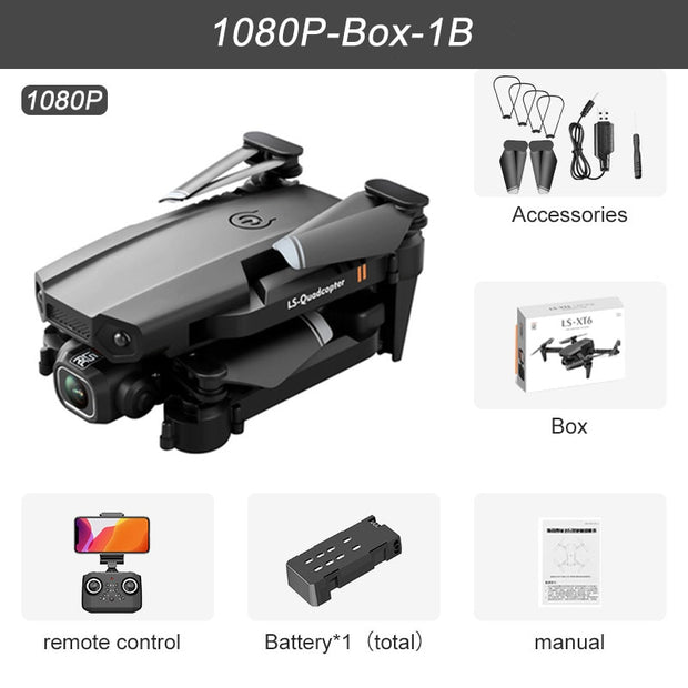 XT6 Mini Drone 4K 1080P HD Camera WiFi Fpv Air Pressure Altitude Hold Foldable Quadcopter RC Dron Kid Toy Boys GIfts Mini Drone 4K 1080P HD Camera DailyAlertDeals 1080P Box 1B USA 