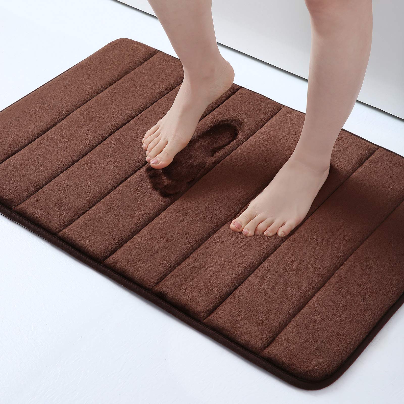 Memory Foam Bath Mat Anti-Slip Shower Carpet Soft Foot Pad Decoration Floor Protector Absorbent Quick Dry Bathroom Rug Mats & Rugs DailyAlertDeals 43x61cm(17x24inch) China coffee 1