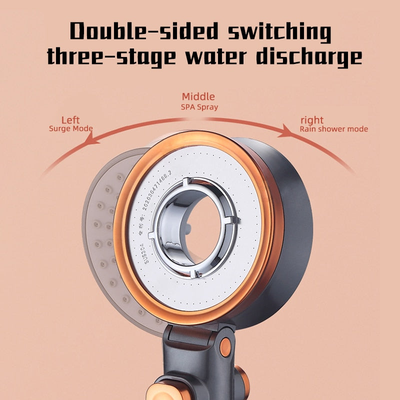 Double Sided Unique Shower Head Bathroom 3 Water Saving Filtration Round Rainfall Adjustable Nozzle Sprayer Double Sided Hand Shower DailyAlertDeals   