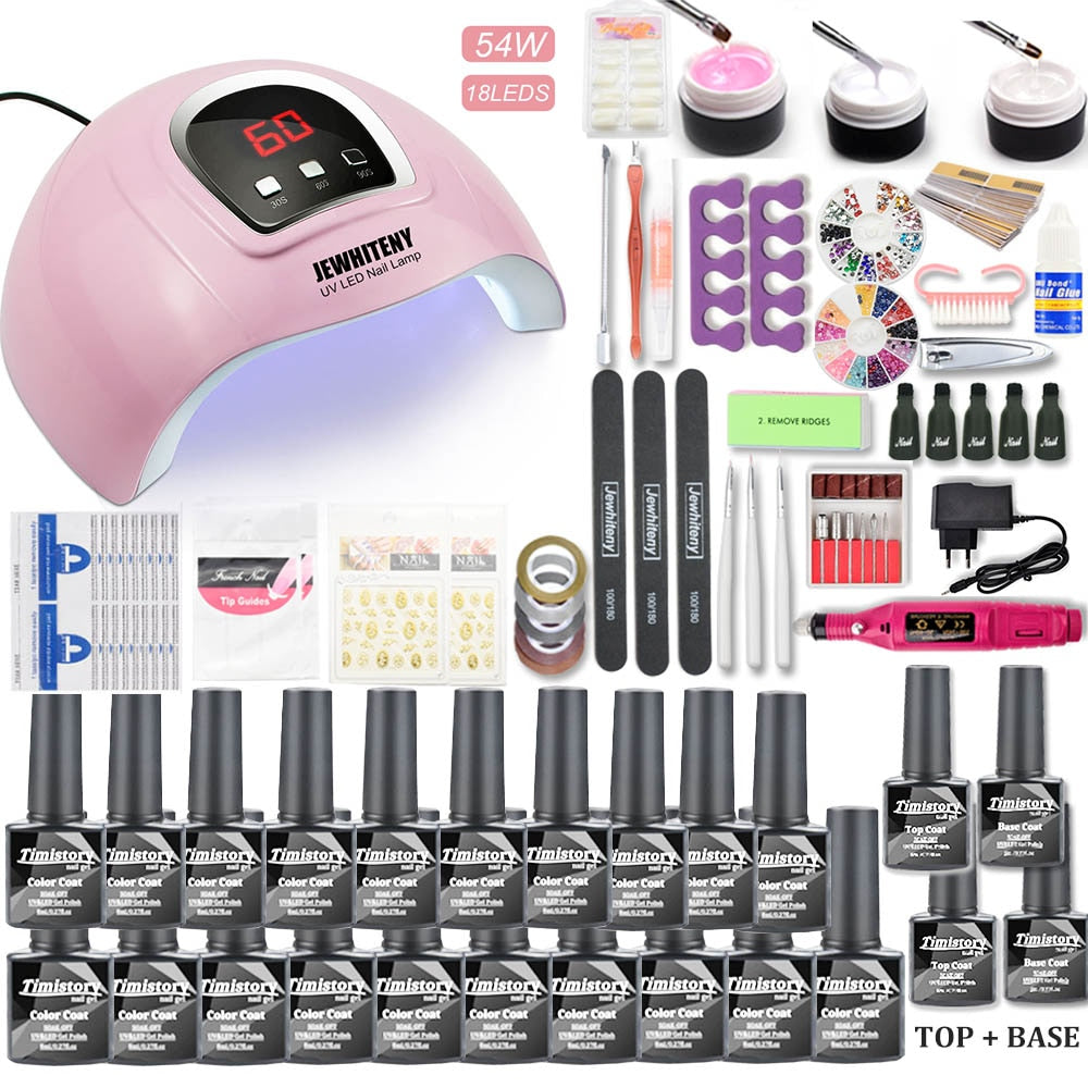 Gel Nail Polish Set 20000-35000RPM Nail Drill Machine Kit With UV LED Lamp Manicure Tools Kit Nail Art Set UV Builder Nail Gel Electric Manicure Drill & Accessory DailyAlertDeals 54W 20PCS SET China 