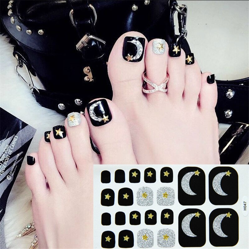 22tips Korea Toe Nail Sticker Wraps Adhesive Decals Toenail Polish Strips DIY Pedicure Foot Decals Manicure Women nail art DailyAlertDeals   