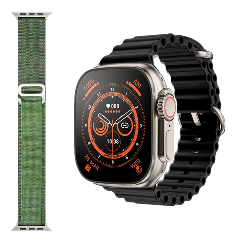 NEW Smart Watch Ultra Series 8 NFC 49MM Smartwatch Men Women Bluetooth Call Waterproof Wireless Charging HD Screen for Apple smart watch DailyAlertDeals BlackHY-GreenGS  