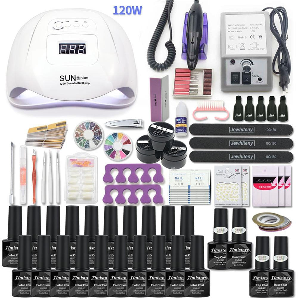 Super Manicure Set for Nail Kit with led Nail lamp 20000RPM Nail drill Machine Nail Polish Kit Acrylic Kit Nail Art Tools Set Manicure Care Tool DailyAlertDeals 120W-20-2000 China 