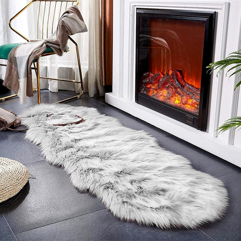 2023 New Plush Soft Sheepskin Bedroom Carpet Imitation Wool Pad Long Hair Bedside Mat Sofa Cushion Rugs Living Room Fur Carpet Carpets & Rugs DailyAlertDeals   