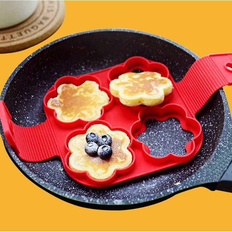 Egg Pancake Ring Nonstick Pancake Maker Mold Silicone Egg Cooker fried egg shaper Omelet Moulds for Kitchen Baking Accessories creative pancake moulds DailyAlertDeals   