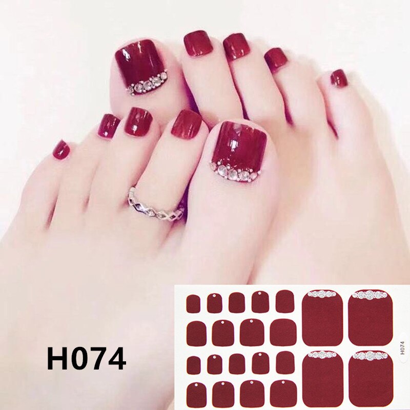 22tips Korea Toe Nail Sticker Wraps Adhesive Decals Toenail Polish Strips DIY Pedicure Foot Decals Manicure Women nail art DailyAlertDeals H074  