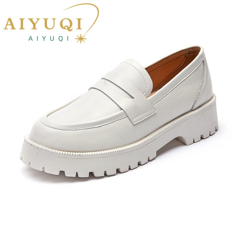 AIYUQI Spring Shoes Female British Style Thick-soled College Style Casual Loafers Genuine Leather Fashion Shoes Girls WHSLE MTO 0 DailyAlertDeals   
