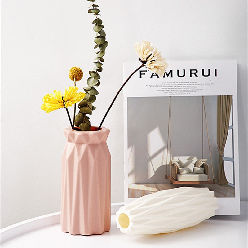 Home Nordic Plastic Vase Simple Small Fresh Flower Pot Storage Bottle for Flowers Living Room Modern Home Decoration Ornaments Vases DailyAlertDeals   