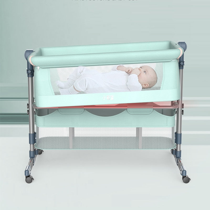 Movable Crib Foldable Portable Crib for Toddler Baby Cradle Baby Bassinet Bedside Sleeper for Baby Movable toddler crib DailyAlertDeals   