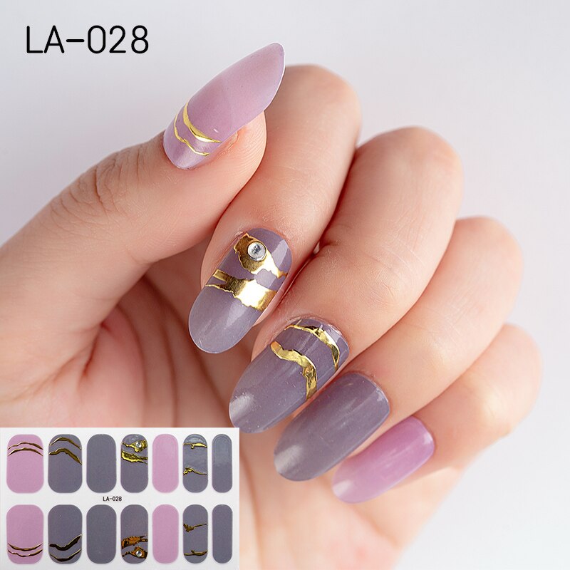 22tips Korea Toe Nail Sticker Wraps Adhesive Decals Toenail Polish Strips DIY Pedicure Foot Decals Manicure Women nail art DailyAlertDeals LA-028(14Tips)  