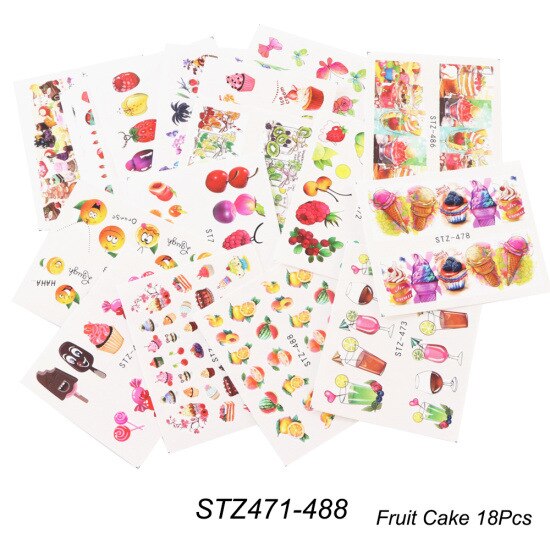 18-50Pcs/Set Mixed Design New Nail Art Sticker Set Black Lace Gold Silver Glitter Flower Water Decal Slider Wraps Decor Manicure Nail Sticker DailyAlertDeals STZ471-488 (18pcs)  