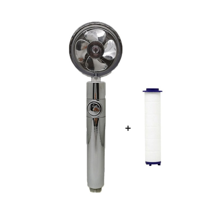 Strong Pressurization Spray Nozzle Water Saving  Rainfall 360 Degrees Rotating With Small Fan Washable Hand-held Shower Head Hand Shower DailyAlertDeals with filte sliver  