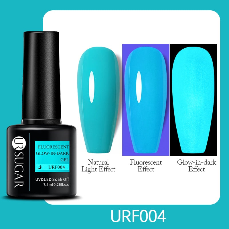 UR SUGAR Fluorescent Gel Nail Polish Neon Yellow Green Blue Color Gel Soak Off UV Nail Gel Varnish For Nail Art Top Coat Neon Fluorescent Gel Nail Polish DailyAlertDeals Luminous URF004  