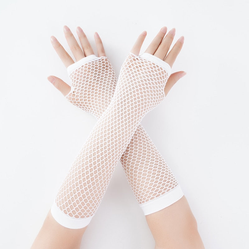 Stylish Long Black Fishnet Gloves Womens Fingerless Gloves Girls Dance Gothic Punk Rock Costume Fancy Gloves Fingerless Gloves DailyAlertDeals style 1 One Size 