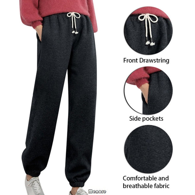 New Thick Fleece Guard Pants Women Casual Harlan Pants Versatile Straight Pants Trendy Ankle-Length Trousers Warm Sweatpants 0 DailyAlertDeals   
