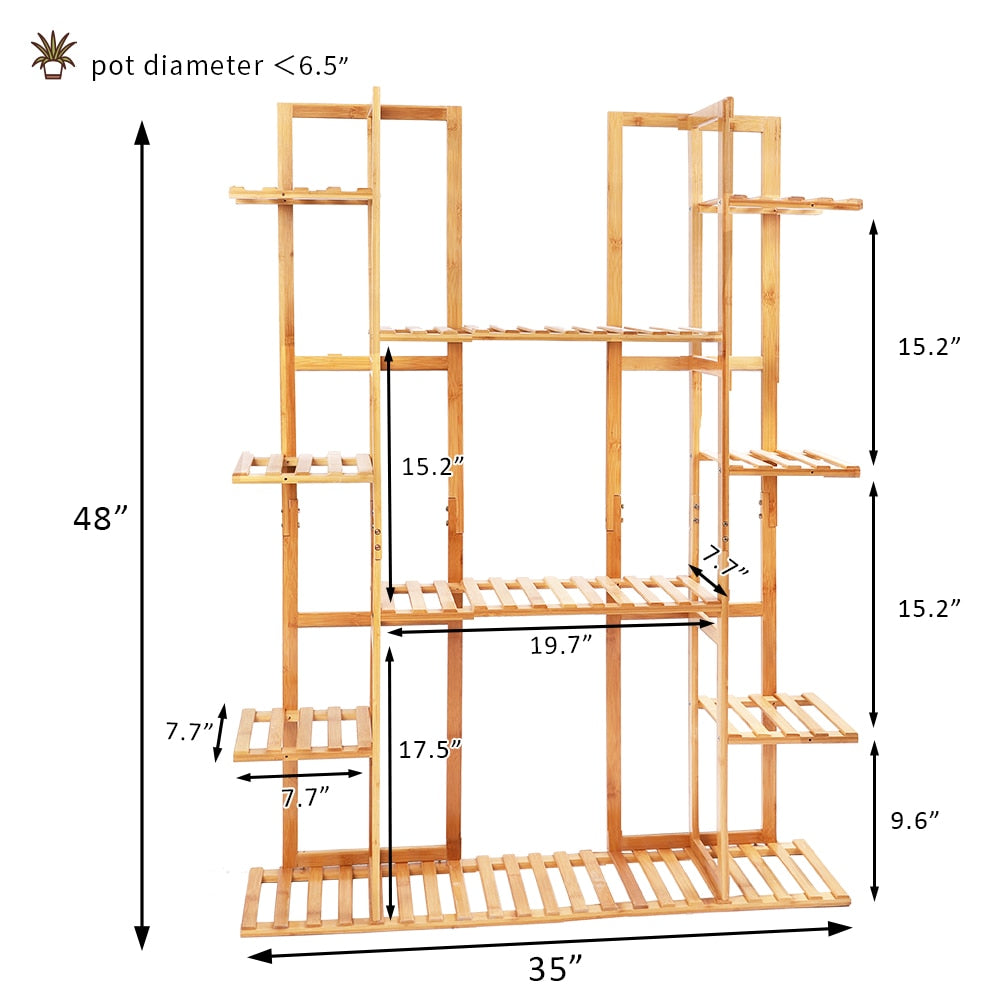 Extra Large Bamboo Plant Stand for Indoor Plants 9 Tier Organizer Living Room Home Decoration 6 Tier Wooden Plant Stand Carbonized DailyAlertDeals   