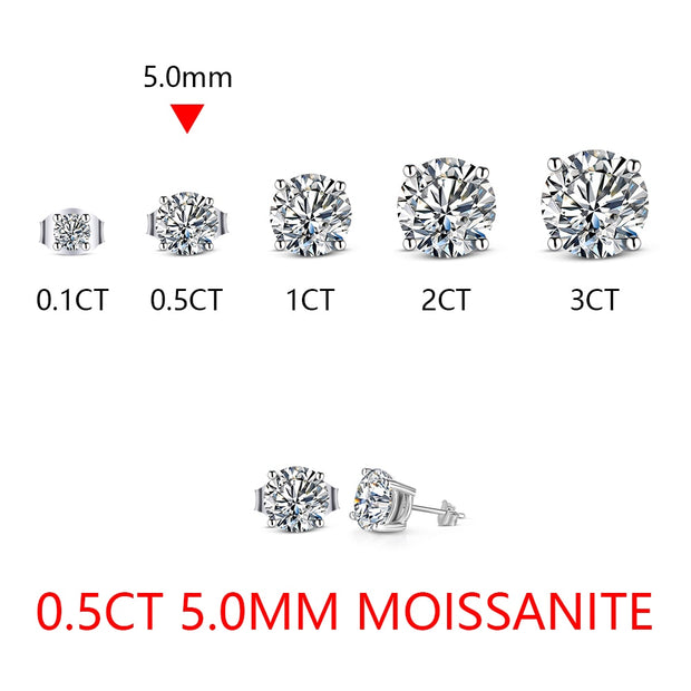 ATTAGEMS 2 Carat 8.0mm D Color Moissanite Stud Earrings For Women Top Quality 100% 925 Sterling Silver Sparkling Wedding Jewelry 0 DailyAlertDeals 0.5CT VVSI1 5.0mm China No Certificate 925