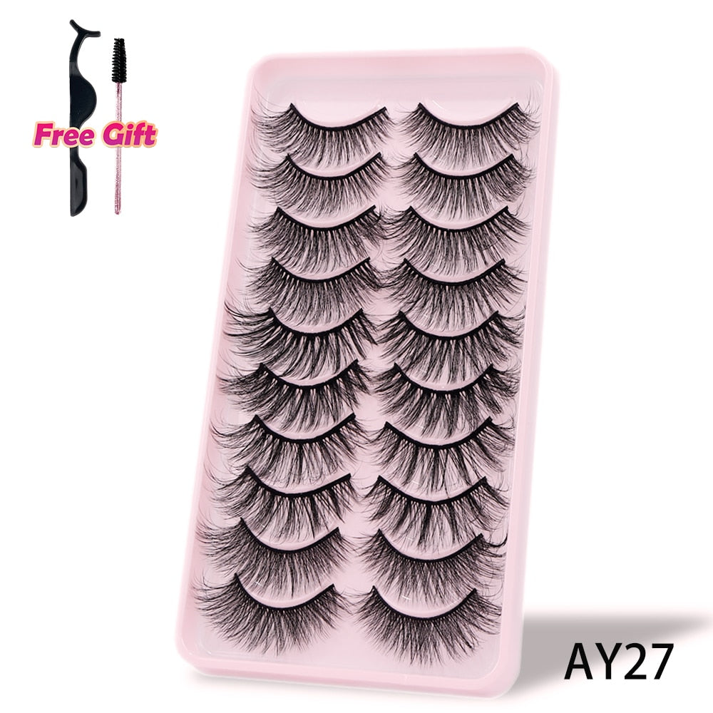 5/10Pairs 3D Mink Lashes Natural Eyelashes Dramatic False Eyelashes Faux Cils Makeup Wholesale Fake Eyelash Extension maquiagem 0 DailyAlertDeals 10Pairs-AY27 China 