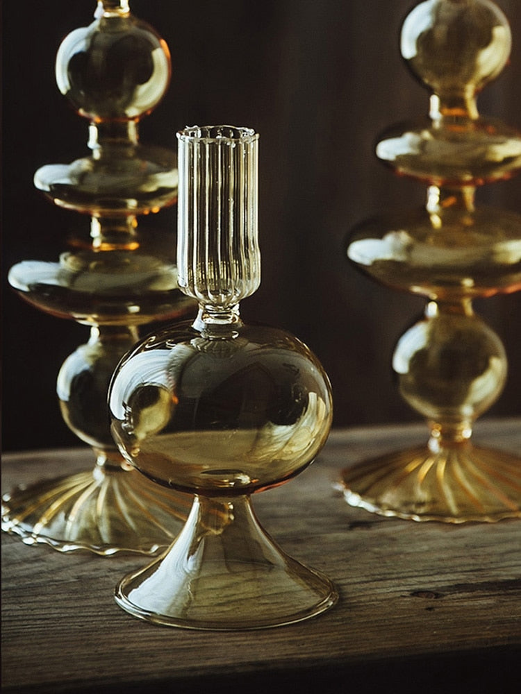 Vintage Glass French Style Candlestick Crystal Glass Candle Holders Simple Wedding Romantic Candlelight Dinner Home Decoration Home & Garden DailyAlertDeals   