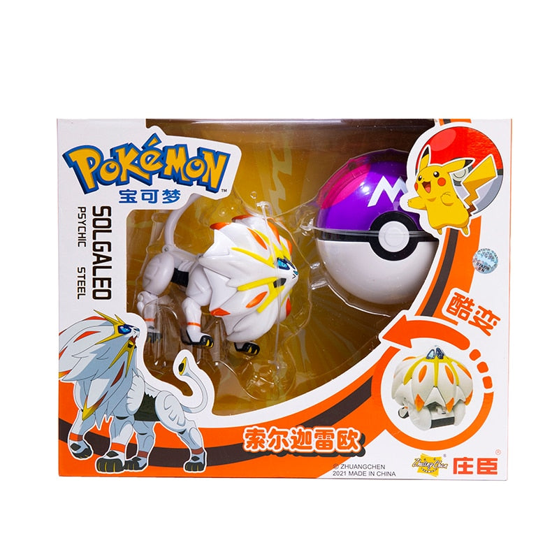 Pokemon Ball Figures  Pokeball Genuine Original Box or Without Box Deformation Toy Pikachu Charizard Pocket Monster Model Gift Pokemon Action Figures DailyAlertDeals Solgaleo BOX 