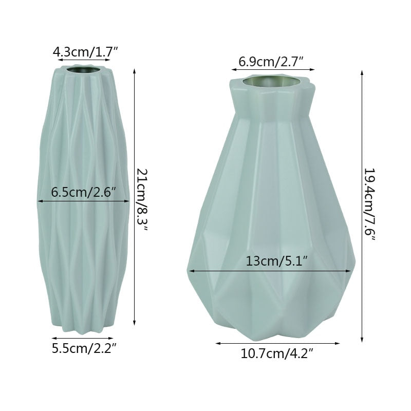 Modern Glass Flower Vase White Pink Blue Plastic Vase artificial flora Pot Basket Nordic Home Living Room Decoration Ornament Flower Arrangement Vase DailyAlertDeals   