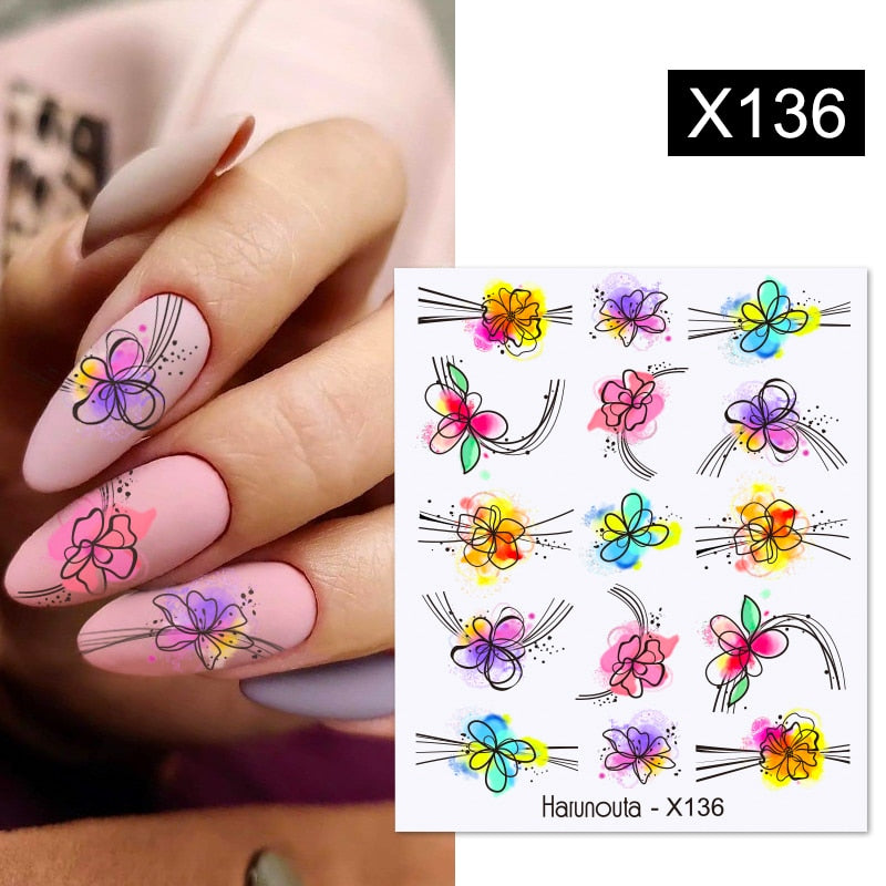 Spring Watercolor Nail Water Decal Stickers Flower Leaf Tree Green Simple Summer DIY Slider For Manicuring Nail Art Watermark Nail Stickers DailyAlertDeals X136  