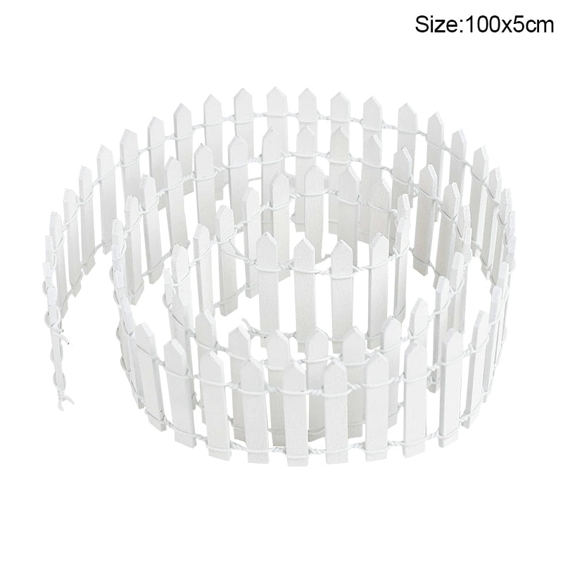 100*5cm/3cm Mini Wooden Fence DIY Miniature Fairy Garden Wood Barrier Dollhouse Showcase Craft Home Decoration Accessories Seasonal & Holiday Decorations DailyAlertDeals 100x5cm-white  