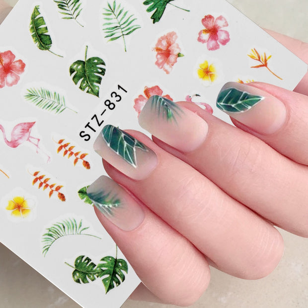 1Pcs Water Nail Decal and Sticker Flower Leaf Tree Green Simple Summer DIY Slider for Manicure Nail Art Watermark Manicure Decor 0 DailyAlertDeals   