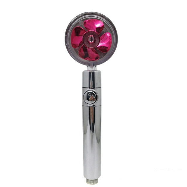 Strong Pressurization Spray Nozzle Water Saving  Rainfall 360 Degrees Rotating With Small Fan Washable Hand-held Shower Head Hand Shower DailyAlertDeals without filte Red  