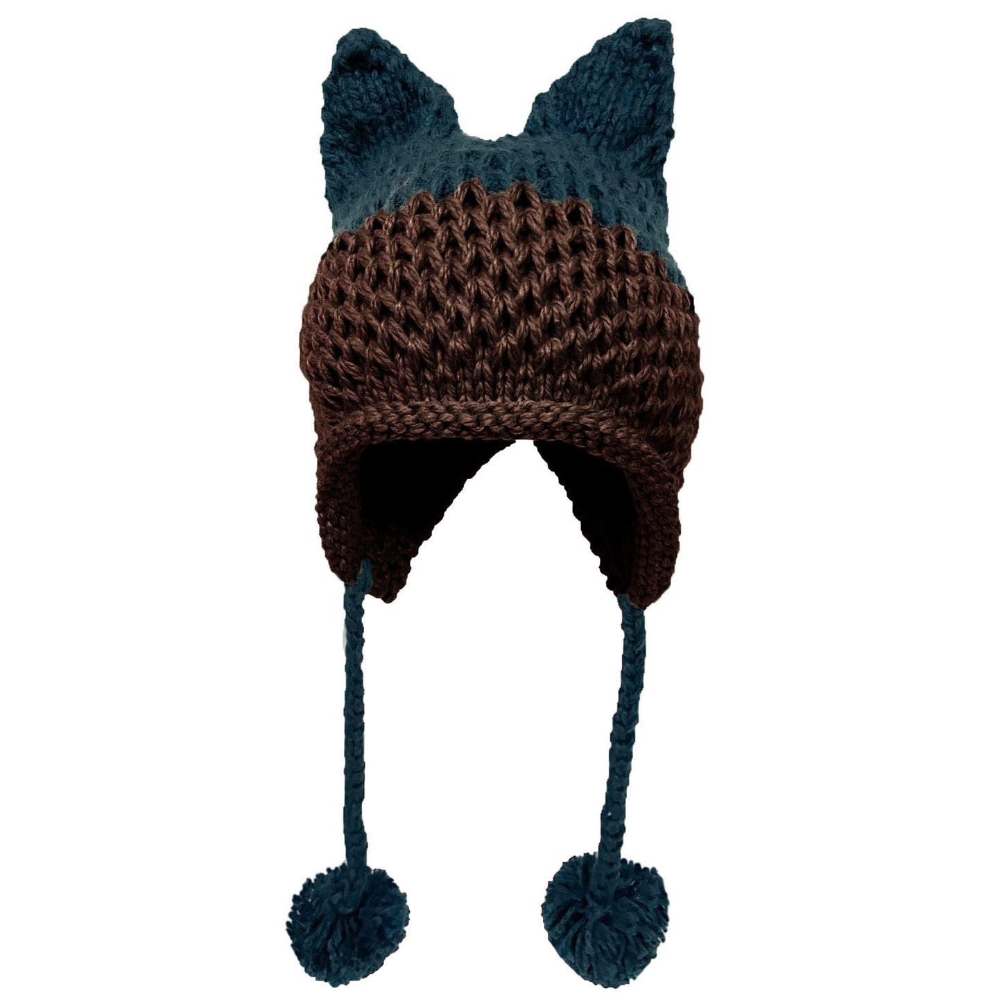 BomHCS Cute Fox Ears Beanie Winter Warm 100% Handmade Knit Hat 0 DailyAlertDeals Navy Coffee  