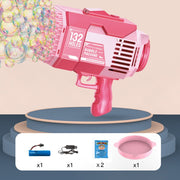 Rocket Boom Bubble Gun 69 Holes Soap Gatling Bubbles Blaster Machine Gun for Kids Toy Xmas Gift Bubble Gun Rocket DailyAlertDeals 132 hole Pink United States 