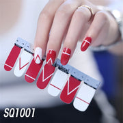1sheet Korean Nail Polish Strips DIY Waterproof Nail Wraps Mixed Patterns Full Nail Patch Adhesive for Women Nail Art Stickers nail decal sticker DailyAlertDeals SQ1001  