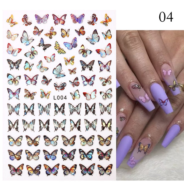 Nail Blue Butterfly Stickers Flowers Leaves Self Adhesive Decals 3D Transfer Sliders Wraps Manicure Foils DIY Decorations Tips 0 DailyAlertDeals L004  