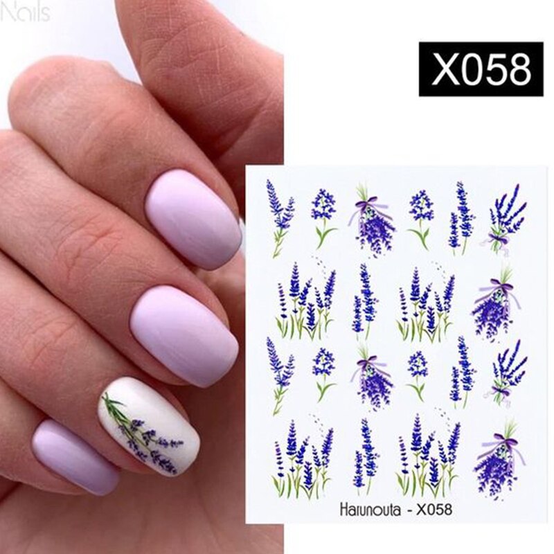 Harunouta 1 Sheet Nail Water Decals Transfer Lavender Spring Flower Leaves Nail Art Stickers Nail Art Manicure DIY 0 DailyAlertDeals   