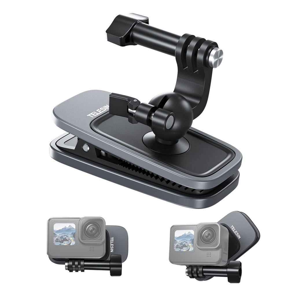 TELESIN For GoPro Hero 11 10 9 8 7 6 Backpack Clip 360 Rotary Clip Mount for Osmo Action Xiaoyi Insta360 X2 ONE R Action Carema Photo Mounting Supplies DailyAlertDeals NEW Degree rotation China 