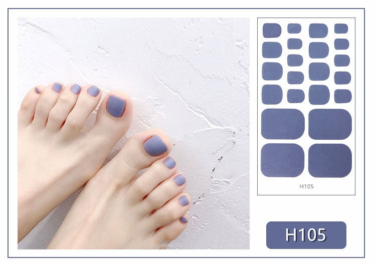 22tips Korea Toe Nail Sticker Wraps Adhesive Decals Toenail Polish Strips DIY Pedicure Foot Decals Manicure Women nail art DailyAlertDeals H105  