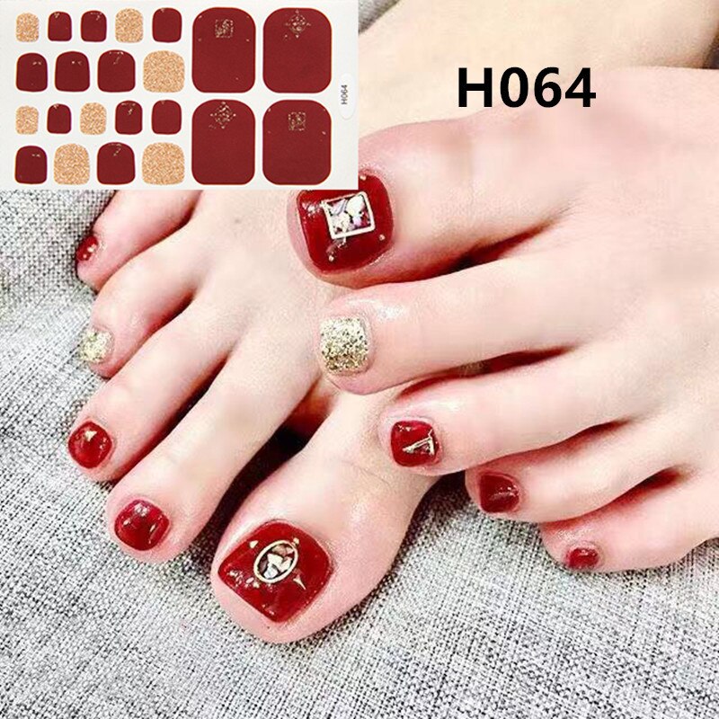22tips Korea Toe Nail Sticker Wraps Adhesive Decals Toenail Polish Strips DIY Pedicure Foot Decals Manicure Women nail art DailyAlertDeals H064  