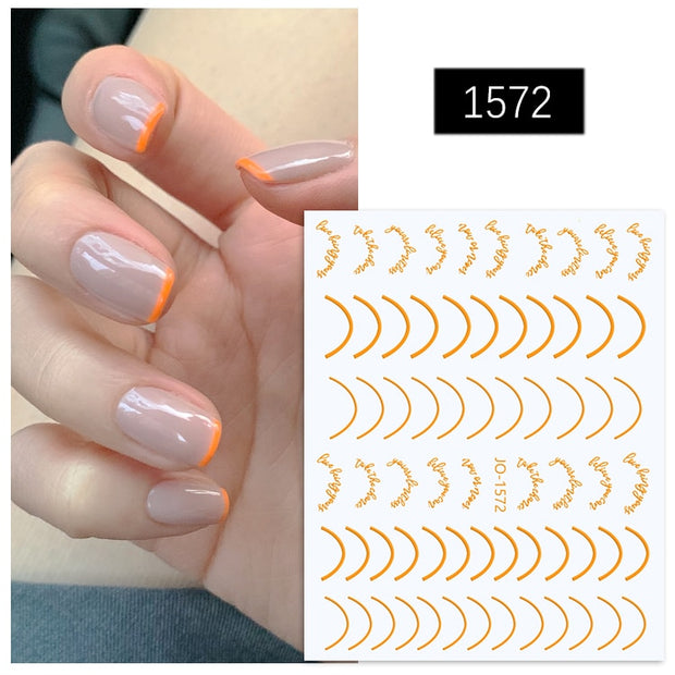 French 3D Nail Decals Stickers Stripe Line French Tips Transfer Nail Art Manicure Decoration Gold Reflective Glitter Stickers nail art DailyAlertDeals 08  