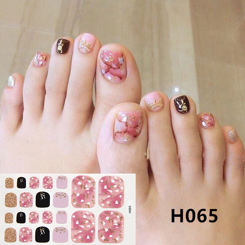 22tips Korea Toe Nail Sticker Wraps Adhesive Decals Toenail Polish Strips DIY Pedicure Foot Decals Manicure Women nail art DailyAlertDeals   