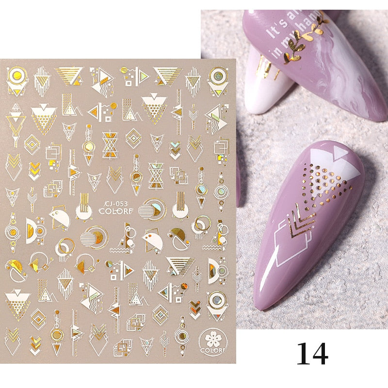 Harunouta 2022 NEW Gold Bronzing Slider Nail Art 3D Decals Decoration Flower Leaves Nail Art Sticker DIY Manicure Transfer Decal Nail Stickers DailyAlertDeals