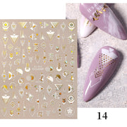 NEW Gold Nail Art 3D Decals Decoration Flower Leaves Nail Art Sticker DIY Manicure Transfer Decal Nail Stickers DailyAlertDeals CJ-14  