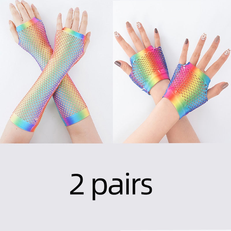 Stylish Long Black Fishnet Gloves Womens Fingerless Gloves Girls Dance Gothic Punk Rock Costume Fancy Gloves Fingerless Gloves DailyAlertDeals 2 pairs 9 One Size 