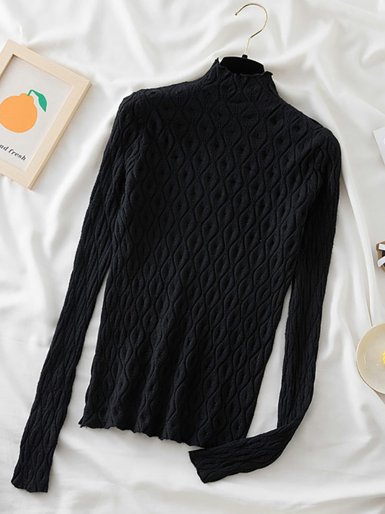 AOSSVIAO 2022 Cashmere Turtleneck Women Sweaters Autumn Winter Warm Pullover Slim Tops Knitted Sweater Jumper Soft Pull Female Turtleneck Women Sweaters DailyAlertDeals   