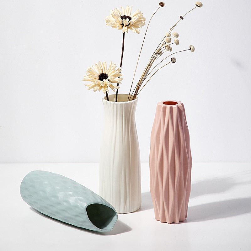 Home Nordic Plastic Vase Simple Small Fresh Flower Pot Storage Bottle for Flowers Living Room Modern Home Decoration Ornaments Vases DailyAlertDeals   