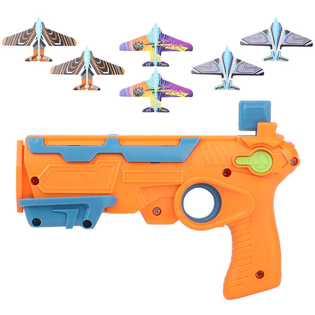 Airplane Launcher Toy Catapult Gun Toy With 6 Small Plane One-Click Ejection Shooting Gun Airplane Toys for Kids Boy Gift Airplane Launcher Bubble Catapult With 6 Small Plane Toy for children kids boy DailyAlertDeals China Orange 